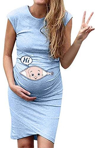 Vestido de premamá para fotografía Manga Corta Descubiertos Vestido Corto de Maternidad Embarazo Divertidos bebés Estampados Boda Fiesta Vestidos Moda Casual Vestido