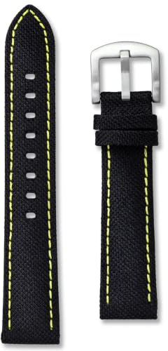 Black Sailcloth Watch Band | 18mm 20mm 22mm | Blue Yellow Orange Red & More | Premium Nylon Canvas | Replacement Racing Sail Cloth Strap | Spring Bars & Tool Included