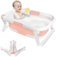 Baignoire Bebe avec Coussin, Baignoire Pliable BéBé Nouveau avec Thermometre Digital, pour Bébé De 0 à 24 Mois (A-63 * 43 * 20cm Rose)