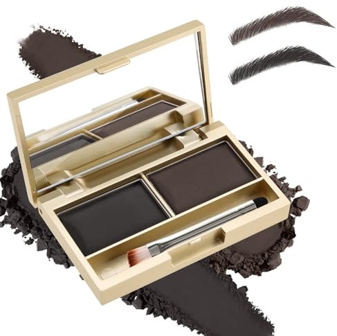 Boobeen Kit de Polvos para Cejas, Paleta de Maquillaje para Cejas Impermeable de 2 Colores para Definir y Rellenar Cejas, Polvo de Color para Cejas Forma Cejas de Aspecto Natural - con Cepillo Espejo