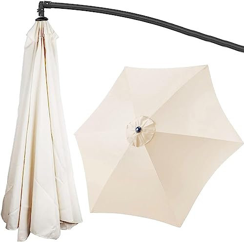 Toile Parasol 3x3 Déporté 6 Baleines 8 Baleines, Auvent De Rechange pour Parasol,pour Parasol à Bras Latéral Décentré Anti-Ultraviolet (Beige,2.7m/6-Ribs