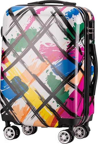 Xonic Design Reisekoffer - Hartschalen-Koffer mit 360° Leichtlauf-Rollen - hochwertiger Trolley mit Zahlenschloss Polycarbonat in M-L-XL oder Set (Color Art, XL)