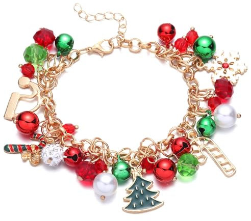 XIAGAW Weihnachten Armband, Weihnachtsarmband Damen, Weihnachtsarmbänder für Frauen, Schmuck Weihnachten, Bunte Armbänder für Frauen, Weihnachtsschmuck für Fraue und Mädchen (A)