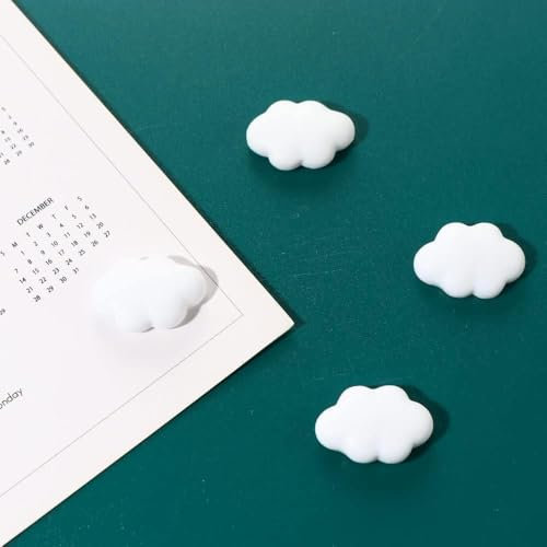 4Pcs White Fridge Magnet Cartoon Cute Cloud Shape Fridge Magnets Office Cloud Shape Organizer Sticker Message Whiteboard Magnets Resin Refrigerator Magnets Home Decoration