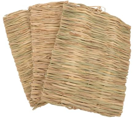 Happyyami 3stücke Hamstertunnelspielzeug Eichhörnchen-nistmatte Grasmatten Für Kaninchenkäfige Hamster-grasmatte Bettmatte Aus Stroh Für Kleintiere Kaninchenversteck Handgewebte