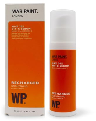 War Paint Recharged Vitamin C Face Serum for Men with Glycerin 30ml | Helps Reduce Dark Spots and Pigmentation, Ideal for Tired-Looking Skin with Shea Butter for All Skin Types