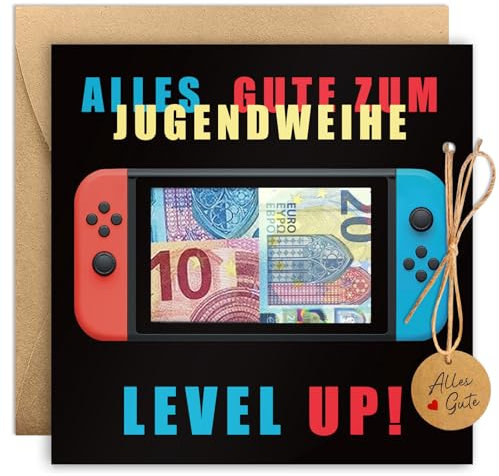 Luckeey Geldgeschenk Jugendweihe Karten, Gamepad Karte Geldgeschenke Verpackung mit Umschlägen, Zur Jugendweihe Geschenke Junge Mädchen, Glückwunschkarte Geschenk