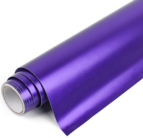 IModeur Matte Metallic Purple Permanent Vinyl Roll - 30.5 x 214 cm Purple Vinyl for Cricut, Self Adhesive Vinyl for Cup, Windows, Birthday Gifts, Party Ornaments, Home Decor