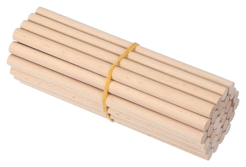 PATIKIL 1/2 X 8 Pouces Tige En Bois, 30 Pcs Chevilles En Bois Non Traitées Bâtons Ronds En Bois Prédécoupés Projets DIY Décoration Maison, Couleur Naturelle