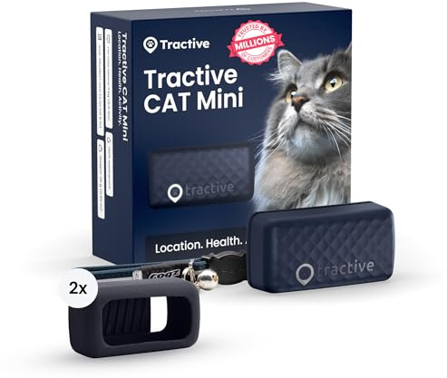 Tractive Mini Smarter Katzen GPS Tracker | Bundle mit Gummihalterung | Marktführer GPS Tracker Katze | Live-Ortung | Revier & Positionsverlauf | Sicherheitshalsband inkludiert