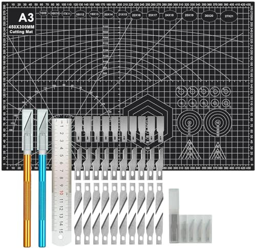 A3 Cutting Mat Kit, A3 Mat for Carving Crafts, Cutting Board for Sewing Self Healing Cutting Mat (Black)