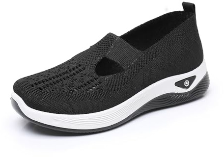 XCMXBM Chaussures orthopédiques pour femme - Chaussures de randonnée légères de type H - En maille - Respirantes - Mousse à mémoire de forme - Confortables - Pour l'extérieur, Noir , 38 EU