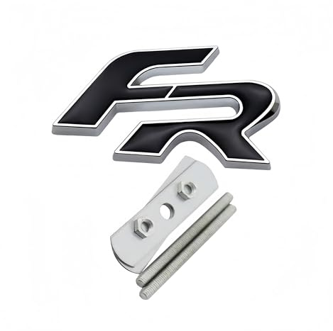 3D Metall FR Logo Buchstaben Auto Kühlergrill Abzeichen Emblem Aufkleber(Black-Silver Border)