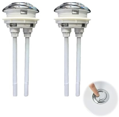 2 Piezas Pulsador Cisterna Universal 50mm, Botón Doble Descarga para Inodoro y Bañera, Compatible con Agujeros de 37-50mm, Ahorro de Agua y Diseño Moderno (Diámetro 6cm, Plata)
