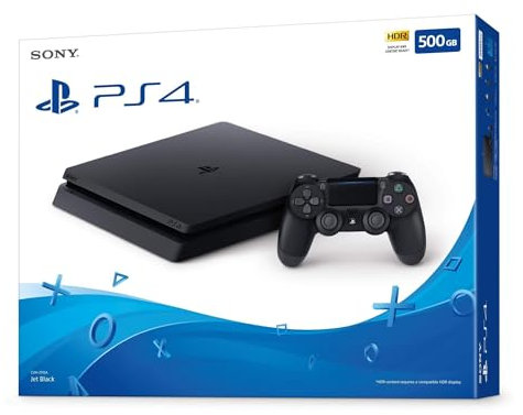 PlayStation 4 Slim, Console de Jeu 500 Go, Noir, avec Manette DualShock 4