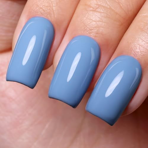 Firedeep 10ml Hema Free Blue Gel Nail Polish Misty Blue Color Gel Polish Soak Off UV LED Cured Manicure Gift for Women and Girls