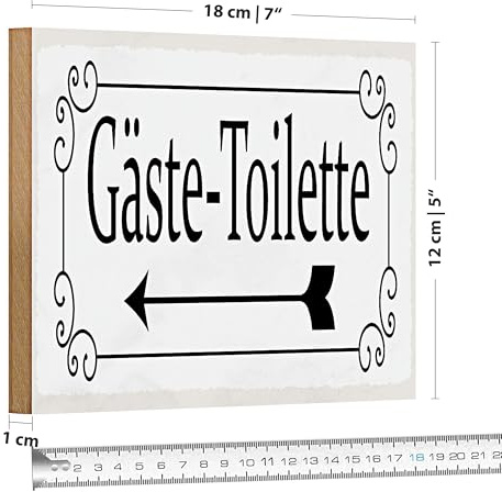 Vintage Holzschild | Gäste-Toilette | Nostalgisches Design | 18 cm x 12 cm