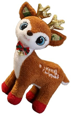 Gogogmee Plüsch Rentier Figur Christmas Deer Ornament Weihnachtsdeko Für Tisch Regal Sofa Junge Mädchen Weihnachtsfest Dekoration Braun