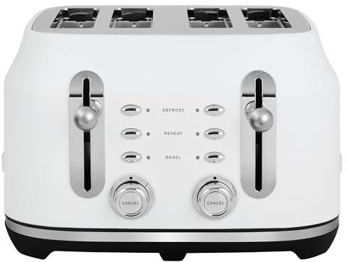 Rangemaster Classic Toaster with Extra-Wide Slots, 6 Browning Levels and 3 Auto-Settings in Matt White, RMCL4S304WH