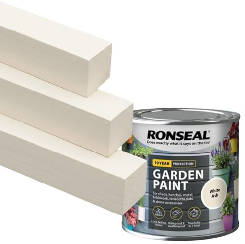 Milena White Ash Garden Paint 250ml, Water Based Wooden Paints, Fast Drying Matt Finish, Long Lasting Fade Resistance Fence Paint, DIY Colour for Brick, Flower Pots (White Ash, 250 M L)