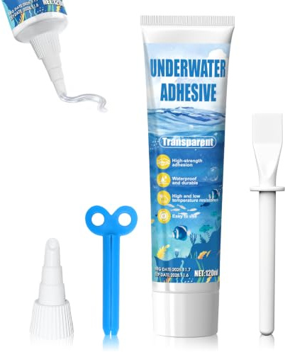 Colle Aquarium, Colle Aquarium Sous L'eau, Silicone Aquarium Transparent | Forte Adhérence, Convient aux Aquariums, Piscines, Étangs et a Toutes Surfaces Immergées, 120ml