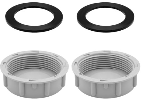 2 Pcs Tapón de Obturación para Fregadero, 54mm Tapa de Cierre para Lavadora, Tapón de Plástico con Rosca Hembra y Junta de Goma para Desagües de Cocina y Baño (54mm Gris)
