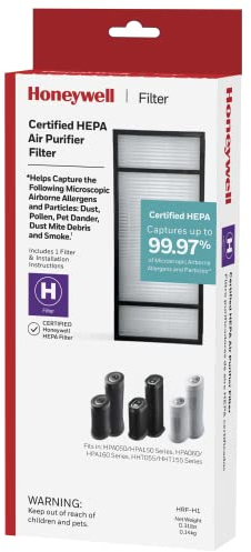 Honeywell HRF-H1 HEPA Air Purifier Filter H, 1-Pack – for HPA050/150, HPA060 & HPA160 Series – Airborne Allergen Air Filter Targets Wildfire/Smoke, Pollen, Pet Dander, and Dust