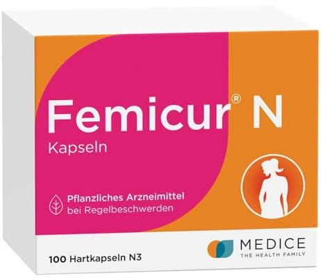 Femicur N 100 Kapseln bei Regelbeschwerden - reguliert Hormonhaushalt - pflanzliches Arzneimittel - hormonfrei - gut durch die Tage vor den Tagen