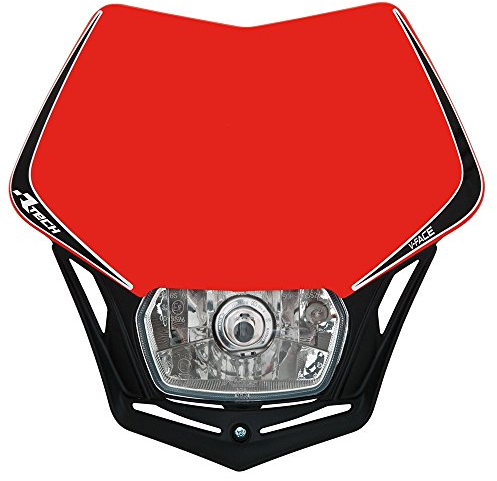 Scheinwerfer Motorrad Lampenmaske V-Face schwarz/rot E-geprüft universal 35/35W + Standlicht