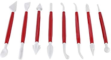 Westmark Strumenti per modellare marzapane e pasta di zucchero, 8 pz., Plastica, Rosso/Bianco, 30362280