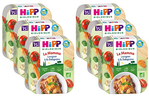 HiPP - La Mamma - Lasagnes à Bolognaise dès 15 mois - Assiettes - 6x250 g