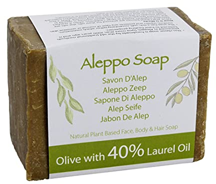 Natürliche, echte Alepposeife, traditionell handgefertigt – Olive und 40 % Lorbeeröl, 200 g.