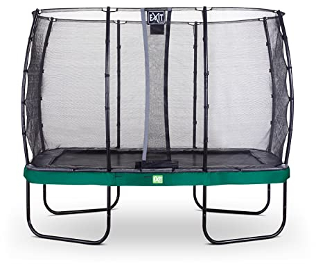 EXIT Toys Elegant Rechteckiges Trampolin - 244x427cm - Mit Economy Sicherheitsnetz - Mit Fußschutzsystem - Rostfrei - Wasserbeständig - Einfache Montage - Trampolin Garten - Grün