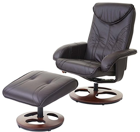 Relaxsessel HWC-C46, Fernsehsessel Sessel mit Hocker, Kunstleder - braun