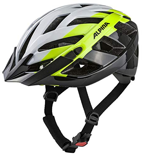 ALPINA PANOMA - Reflektierender & Optimal Belüfteter Fahrradhelm Mit Fliegennetz & Nachrüstbarem LED Für Erwachsene, white-neon-black, M (56-59 cm)