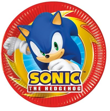 ALMACENESADAN 0494 Pack Sonic pour fêtes et anniversaires 8 assiettes 18 cm