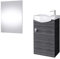 Planetmöbel Badmöbel Set Waschtisch mit Unterschrank 40 x 60 x 29 cm, Spiegel mit Beleuchtung 50 x 90 cm für Badezimmer, Gäste WC & Bad, Anthrazit