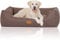 Knuffelwuff Hundebett Lotte aus Velours mit feinem Handwebcharakter XXL 120 x 85cm Graubraun - abnehmbarer Bezug - waschbar - für große, mittelgroße und kleine Hunde