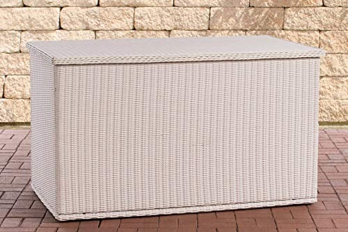 CLP Polyrattan Auflagenbox Comfy Ø 5 MM I 320 oder 785 Liter I Für Gartenpolster I Wasserdicht, Farbe:perlweiß, Größe:150 cm