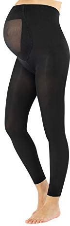 CALZITALY Collants sans Pied de Maternité Leggings Opaque | Noir | S, M, L, XL | 100 DEN | Fabriqué en Italie (XL, NOIR)