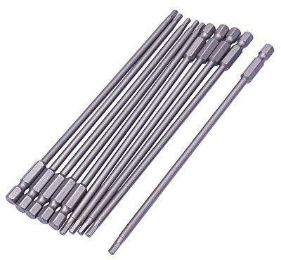 Utoolmart H3 Hexagon Head Allen Wrench Screwdriver Bit 1/4 Inch Hex Shank S2 Steel 150mm Length Magnetic Hex Drill Bits for Hand Held Wrench and Electric Drills 10pcs