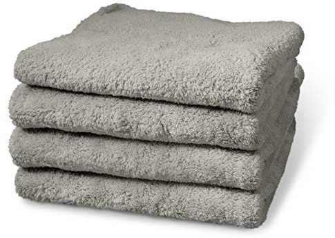cosey - 4er Pack, Flauschiges Mikrofaser-Handtuch, 40x40cm, grau