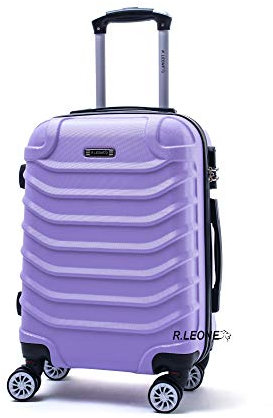 R.Leone Valigia Trolley Rigido Grande 8 ruote in ABS 2026 (Lilla, L Grande)