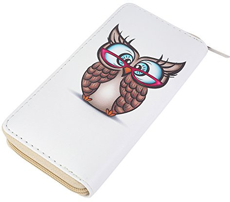 DonDon Porte-Monnaie pour Femme avec Hibou intellectuel Beige Marron