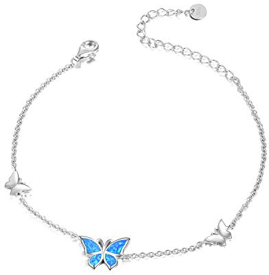 WINNICACA Schmetterling Opal Armband S925 Sterling Silber Blau Opal Armreif Schmuck für Frauen Mädchen Geschenke