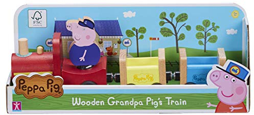 Peppa Pig Wooden Grandpa Pigs Train, push along vehicle, imaginative play, preschool toys, fsc certified, sustainable toys, gift for 2-5 years old