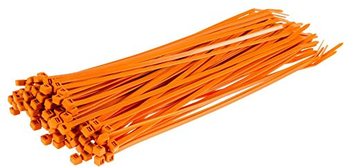 GTSE Orange Cable Ties, 300mm x 3.6mm, Pack of 100, 12” Premium Nylon Zip Ties, Multi-Purpose Plastic Tie Wraps, Secure Self-Locking Mechanism, for Home, Garden, Office and DIY