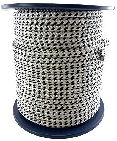 RopeServices UK 12mm White And Black Double Braid Polyester Rope x 50 Metres, Quality Docklines Marine