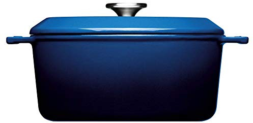 Woll Iron Gusstopf mit Deckel, 24 cm, 11 cm hoch, 5,2 Liter inkl. Silikon-Schutzgriffe Cobalt Blue