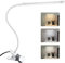 Akynite 8W Schreibtischlampe Klemmbar Weiß, Adapter Enthalten, USB Klemmlampe mit Schalter und Kabel, 3 Farbwechsel & 10 Helligkeit, Flexibel Schwanenhals Lampe Klemme, Bettlampe Klemmleuchte